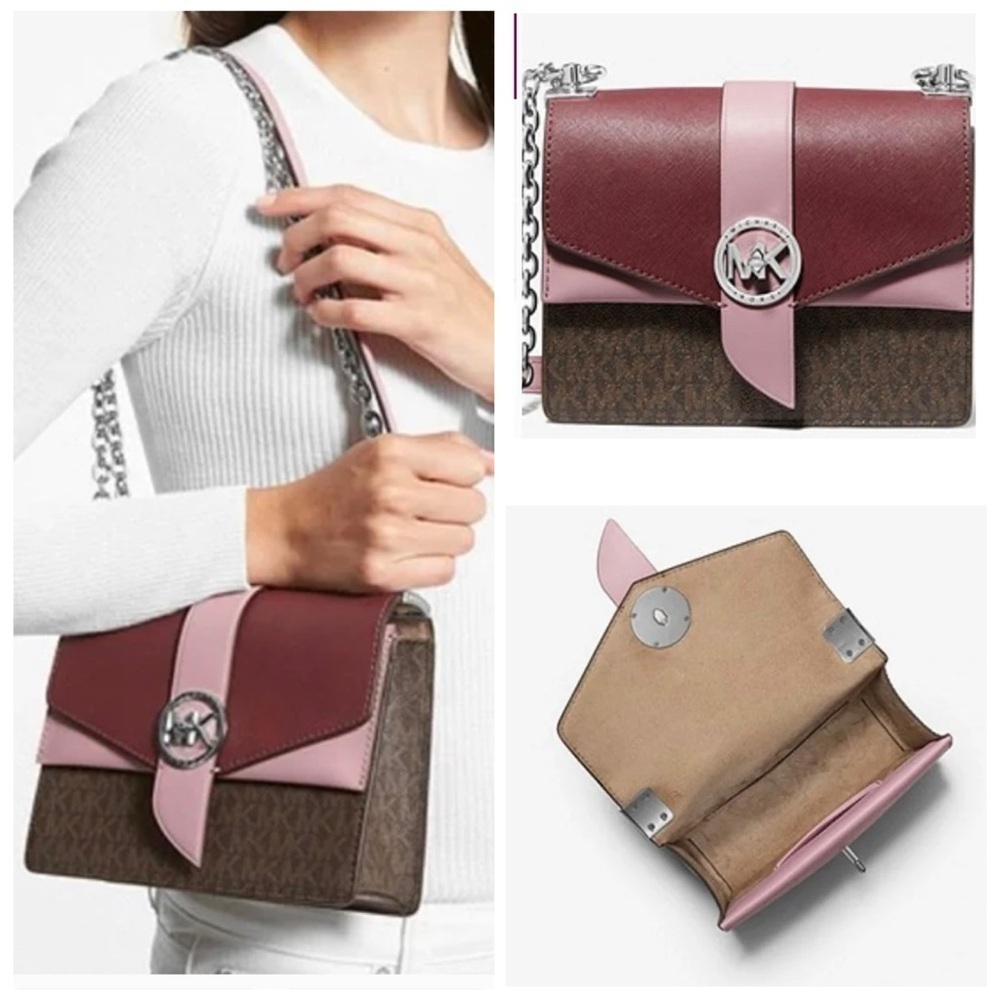 NWT Michael Kors Greenwich Multi Color Chain Strap Medium Size Crossbody Bag